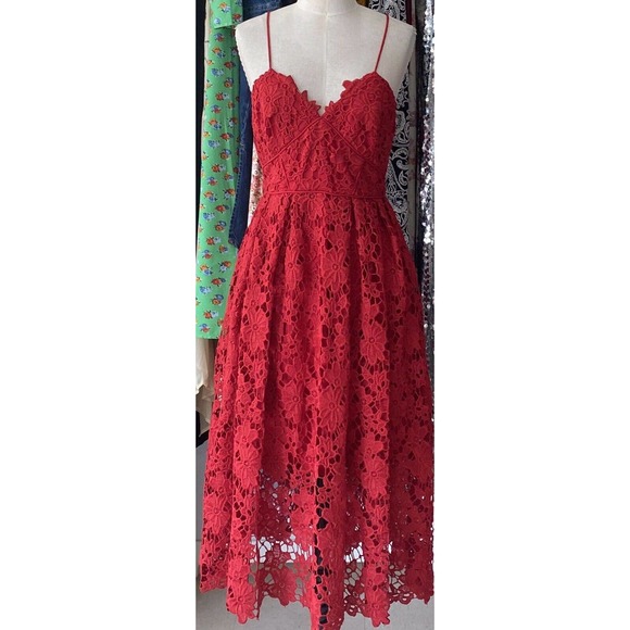 New Donna Morgan Renata Chemical Lace Midi Dress - Picture 1 of 4